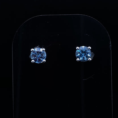0.59ct Round Aquamarine Solitaire Stud Earrings