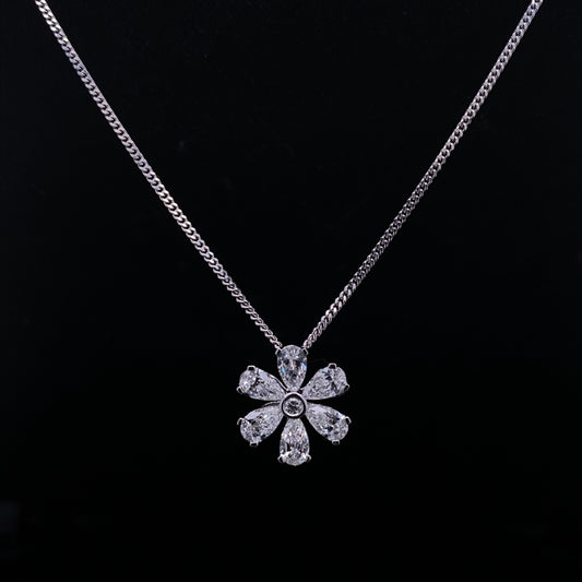 1.28ct Pear Cut Diamond Flower Pendant