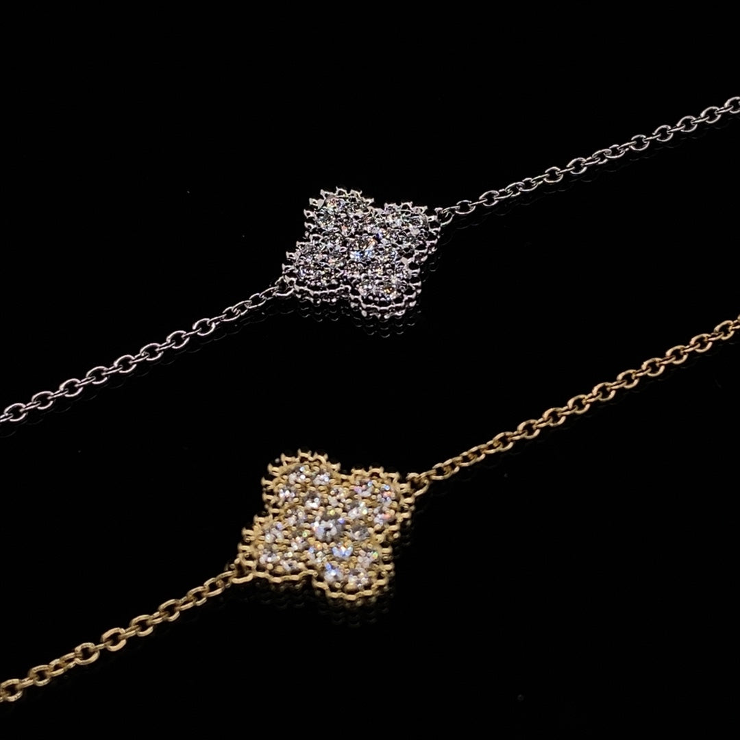 Diamond Set Quatrefoil Chain Bracelet