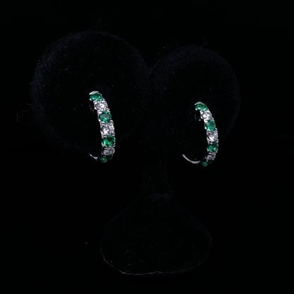 0.32ct Emerald And Diamond Hoops