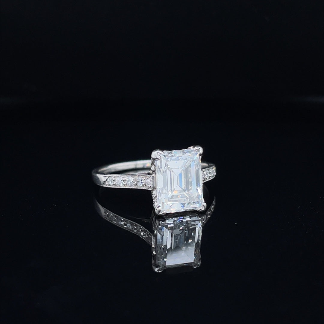 2.62ct Carré Cut Diamond Solitaire Ring