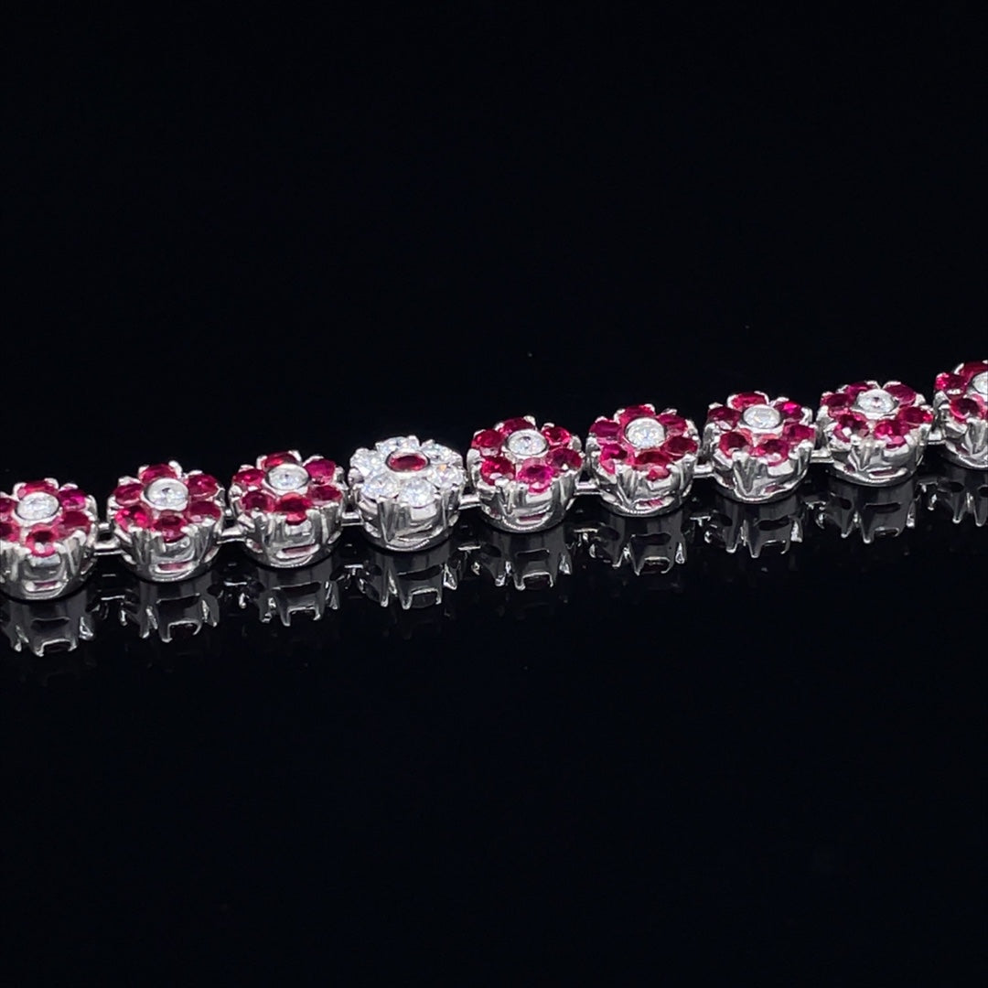 Ruby And Diamond Cluster Bracelet