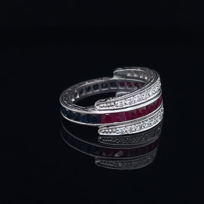 Sapphire, Ruby and Diamond Night and Day Eternity Ring