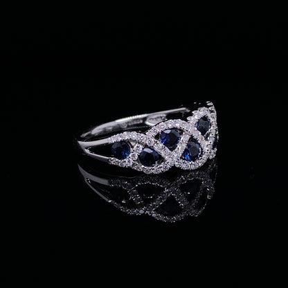 0.91ct Sapphire And Diamond Lattice Style Dress Ring