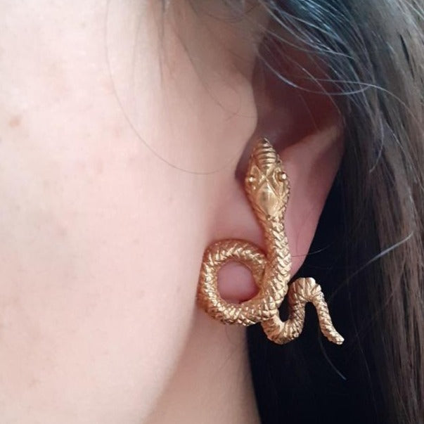 Vintage 18ct Yellow Gold Lalaounis Snake Earrings
