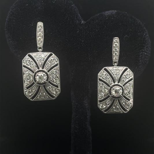0.80ct Edwardian Style Diamond Drop Earrings