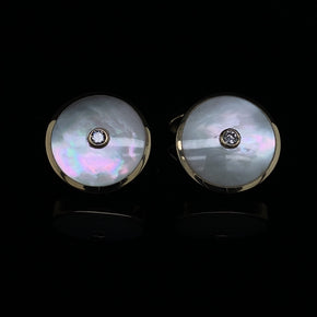 Mother Of Pearl And Diamond Cufflinks