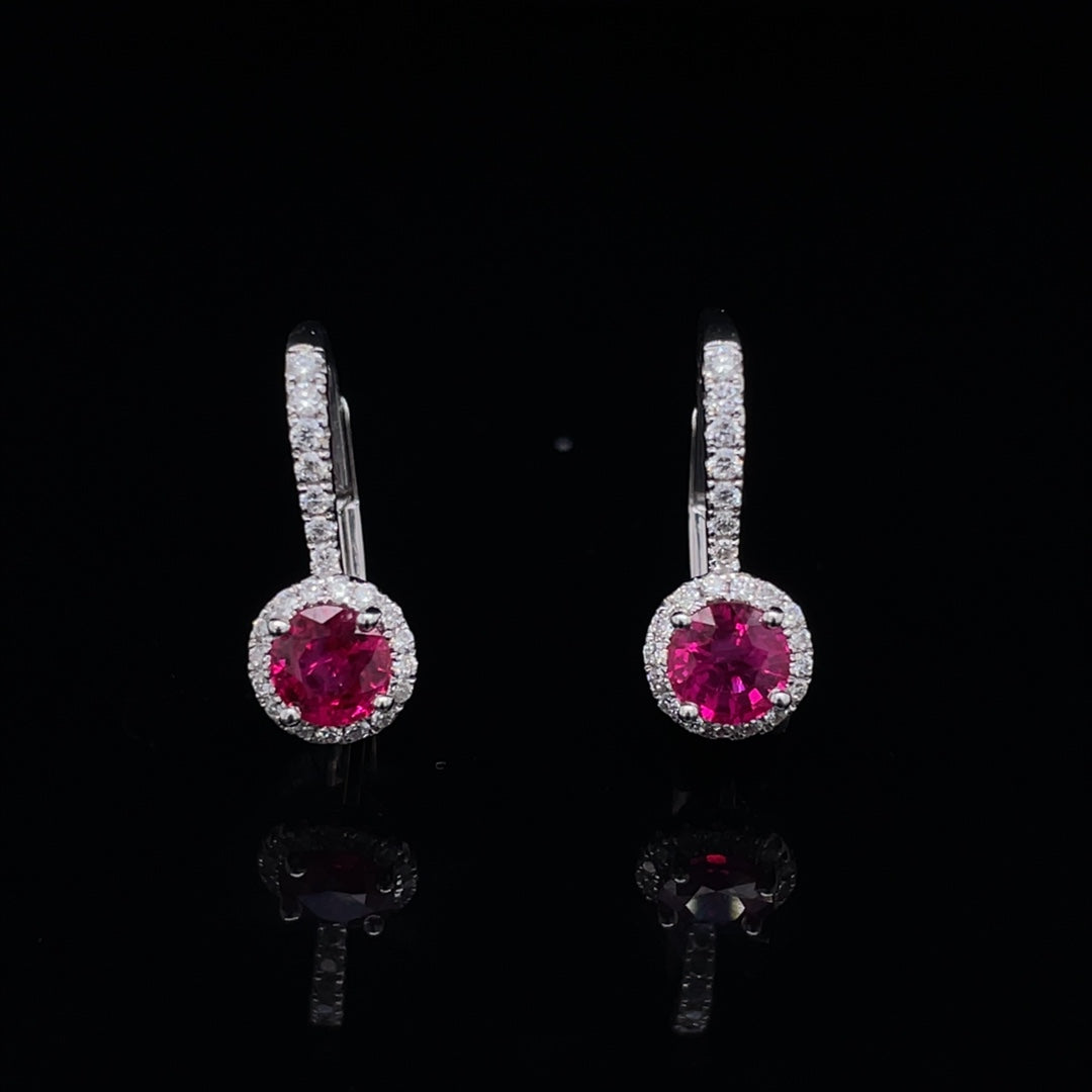 0.85ct Ruby and Diamond Cluster Earrings