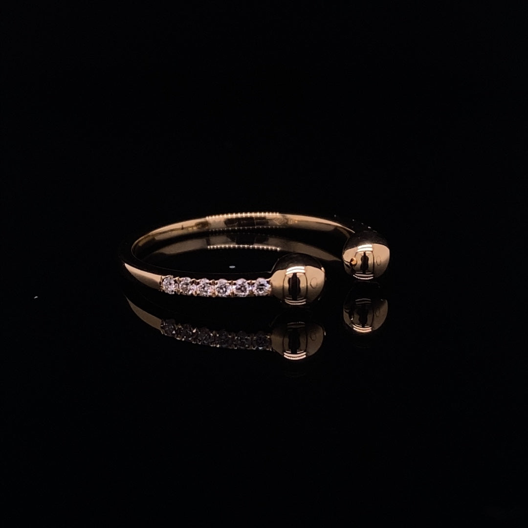 0.10ct Diamond Set Open Ring With Beaded Ends