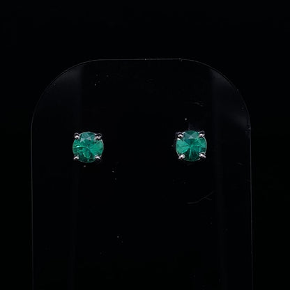 0.58ct Round Emerald Solitaire Stud Earrings