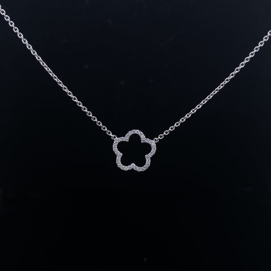 0.14ct Diamond Set Open Flower Pendant