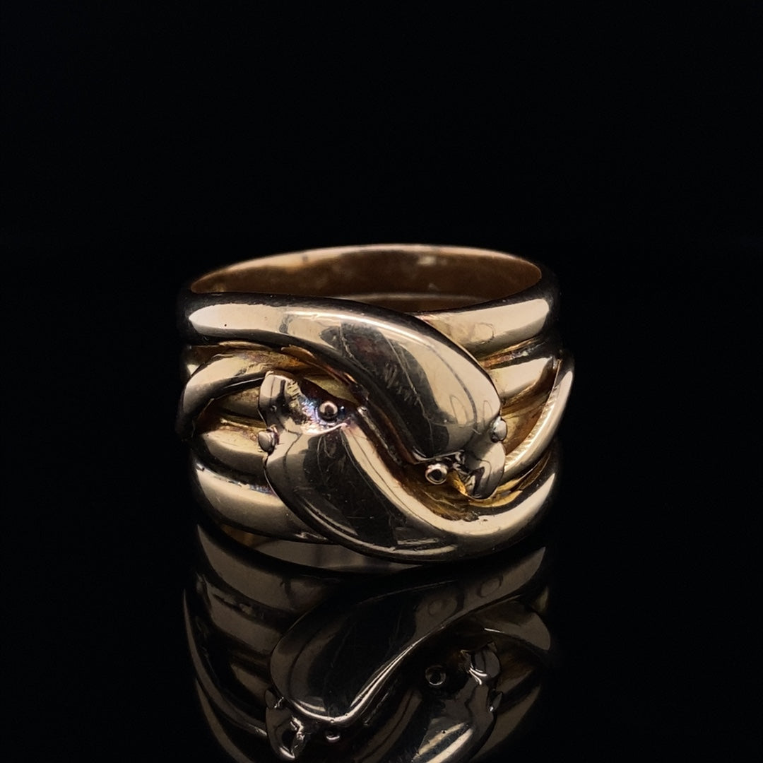 Antique Yellow Gold Coiled Snakes Ring