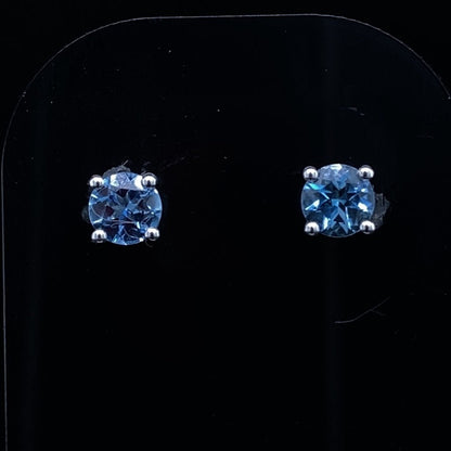 0.59ct Round Aquamarine Solitaire Stud Earrings