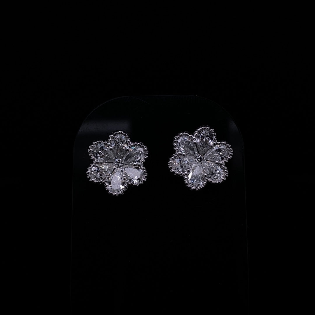 1.67ct Pear Cut Diamond Flower Earrings