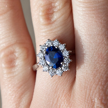 1.62ct Oval Sapphire and Diamond Cluster Ring