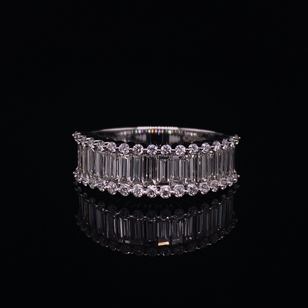 1.41ct Baguette And Round Diamond Half Eternity Ring
